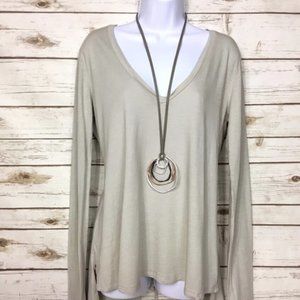 Groceries Grey Draped Back Long Sleeve Top Size L